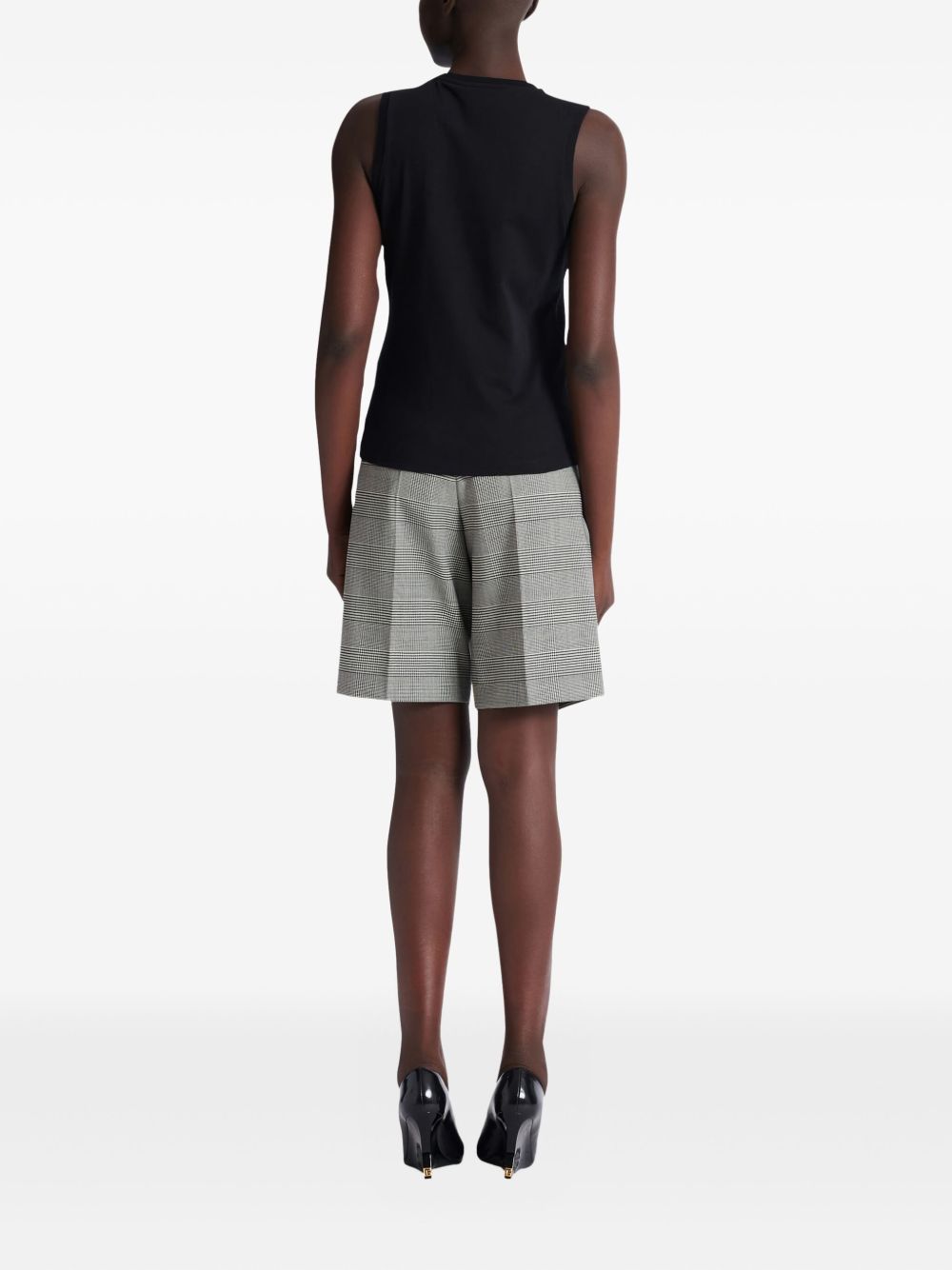 Balmain Logo Brush Print Cotton Top Black