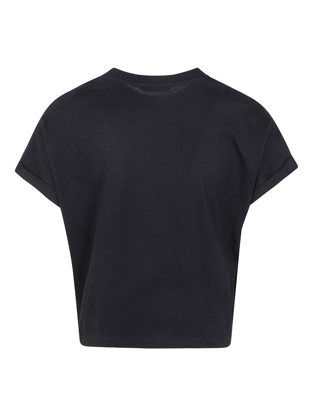 Balmain Logo Cropped Cotton T-Shirt Black