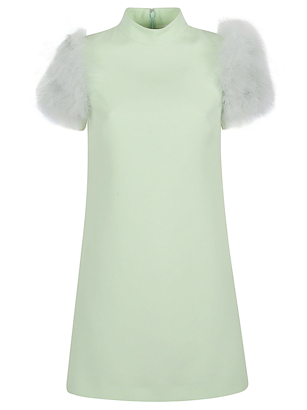 Valentino Feathered Wool and Silk Dress Green