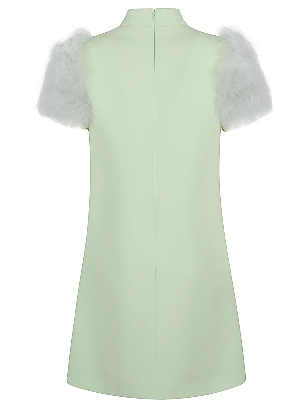 Valentino Feathered Wool and Silk Dress Green