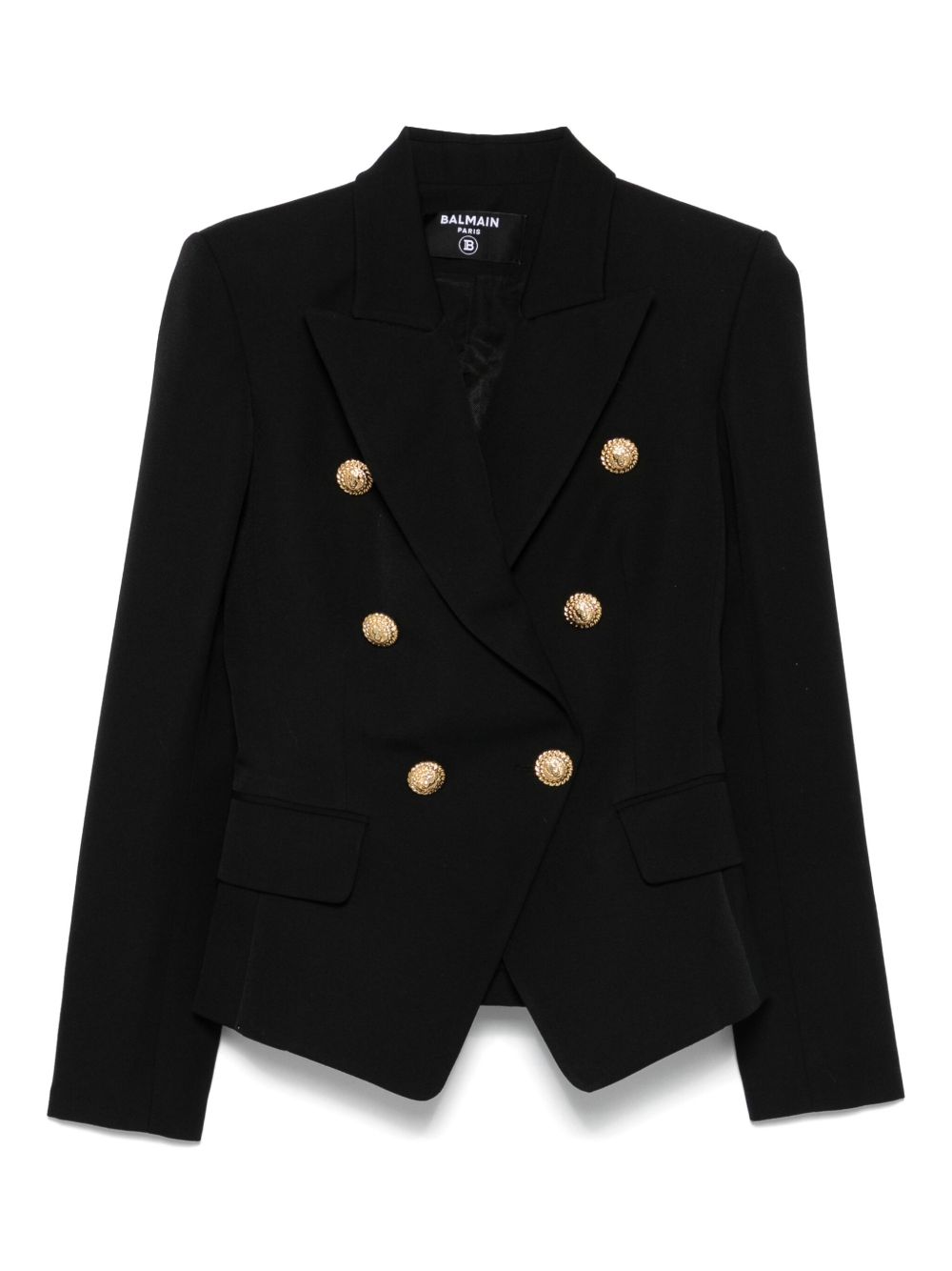 Balmain Double-Breasted Wool Jacket Black black