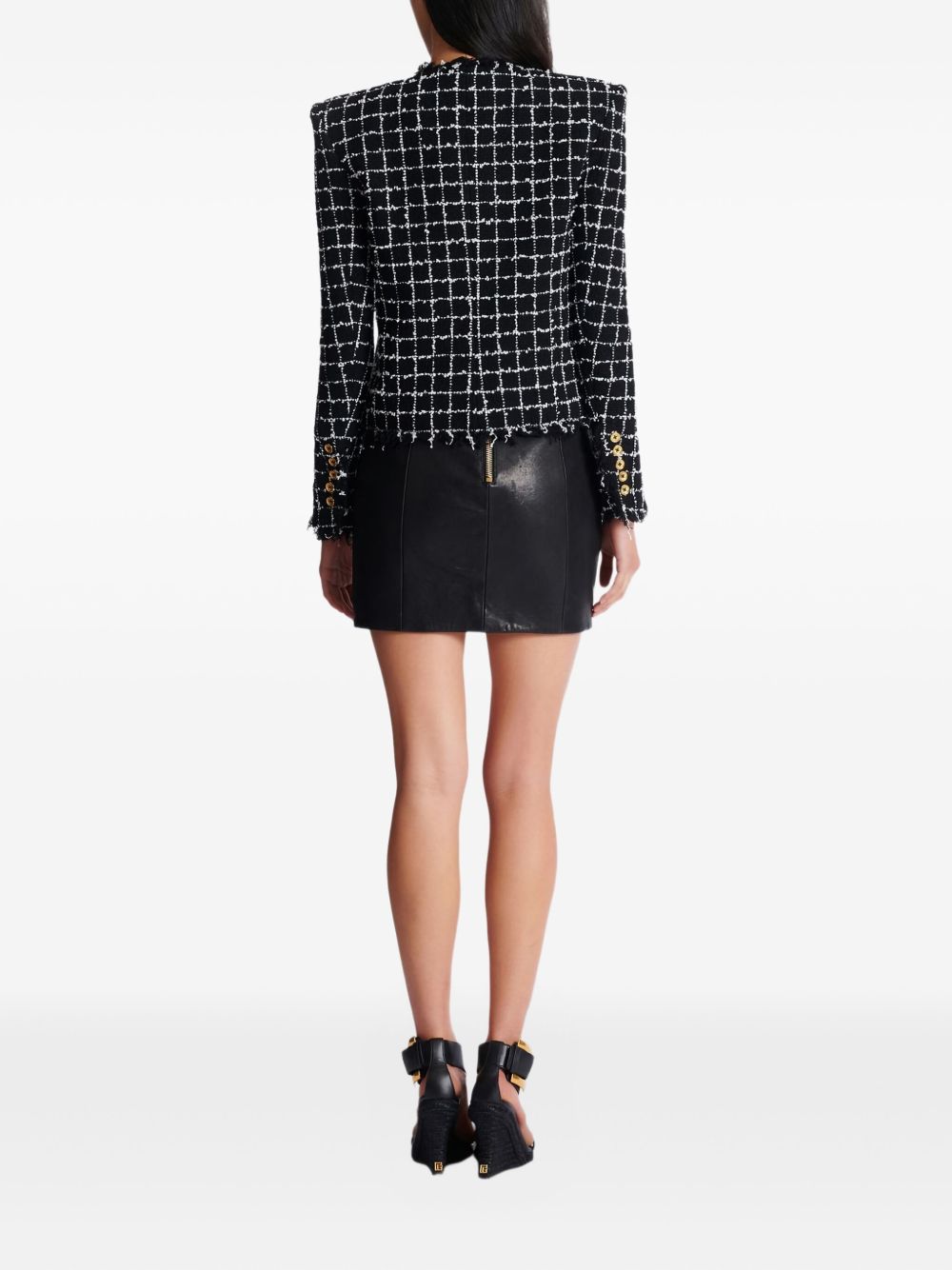 Balmain Double-Breasted Tweed Jacket Black black