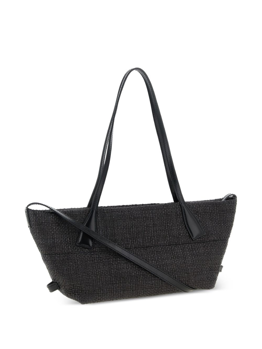 Balmain Track Small Raffia Tote Black
