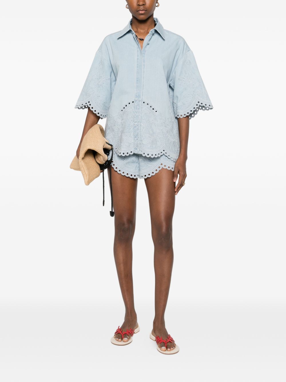 Zimmermann Denim Daylight Shorts Clear Blue