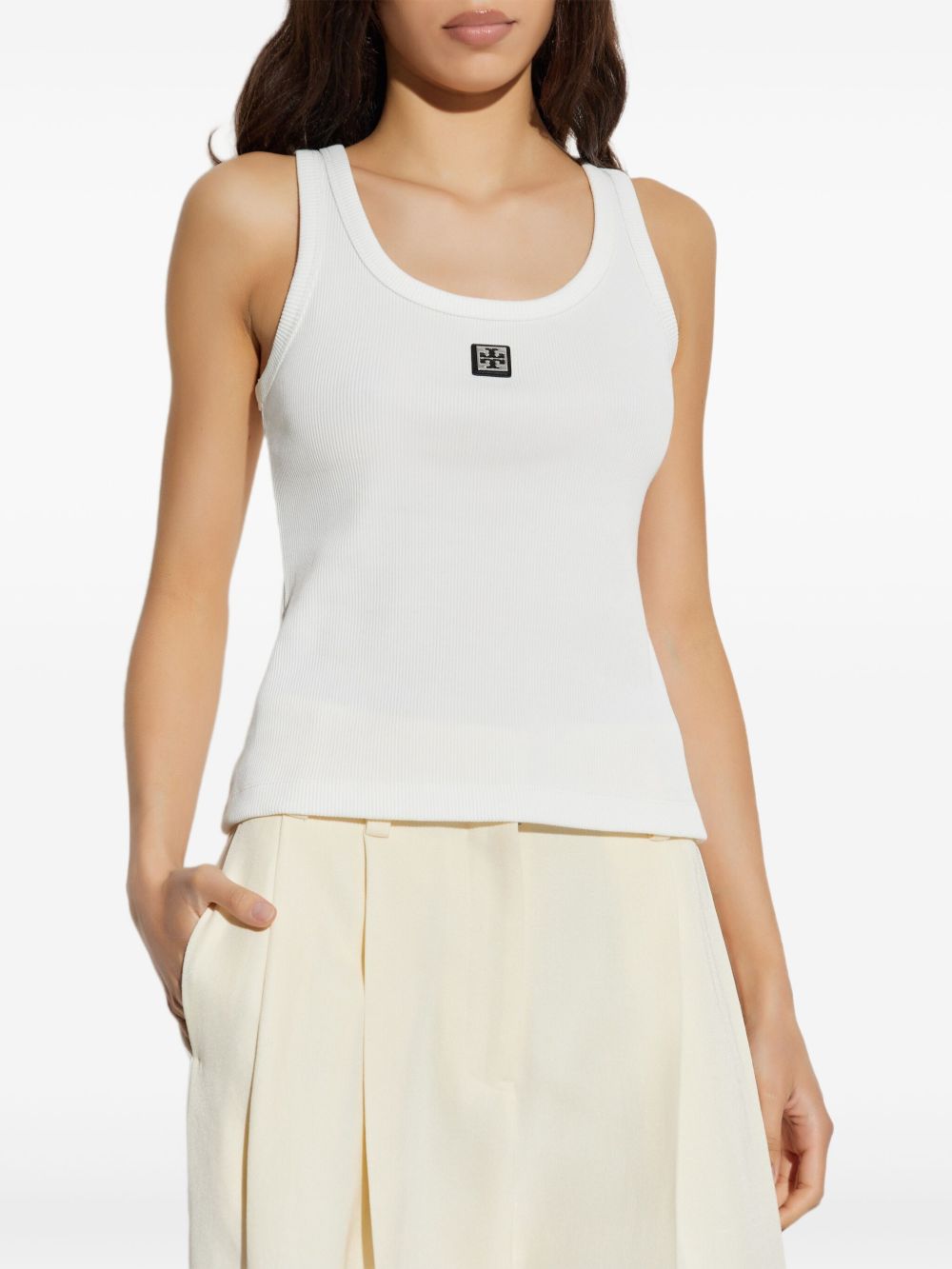 Tory Burch Scoop Neck Cotton Tank White