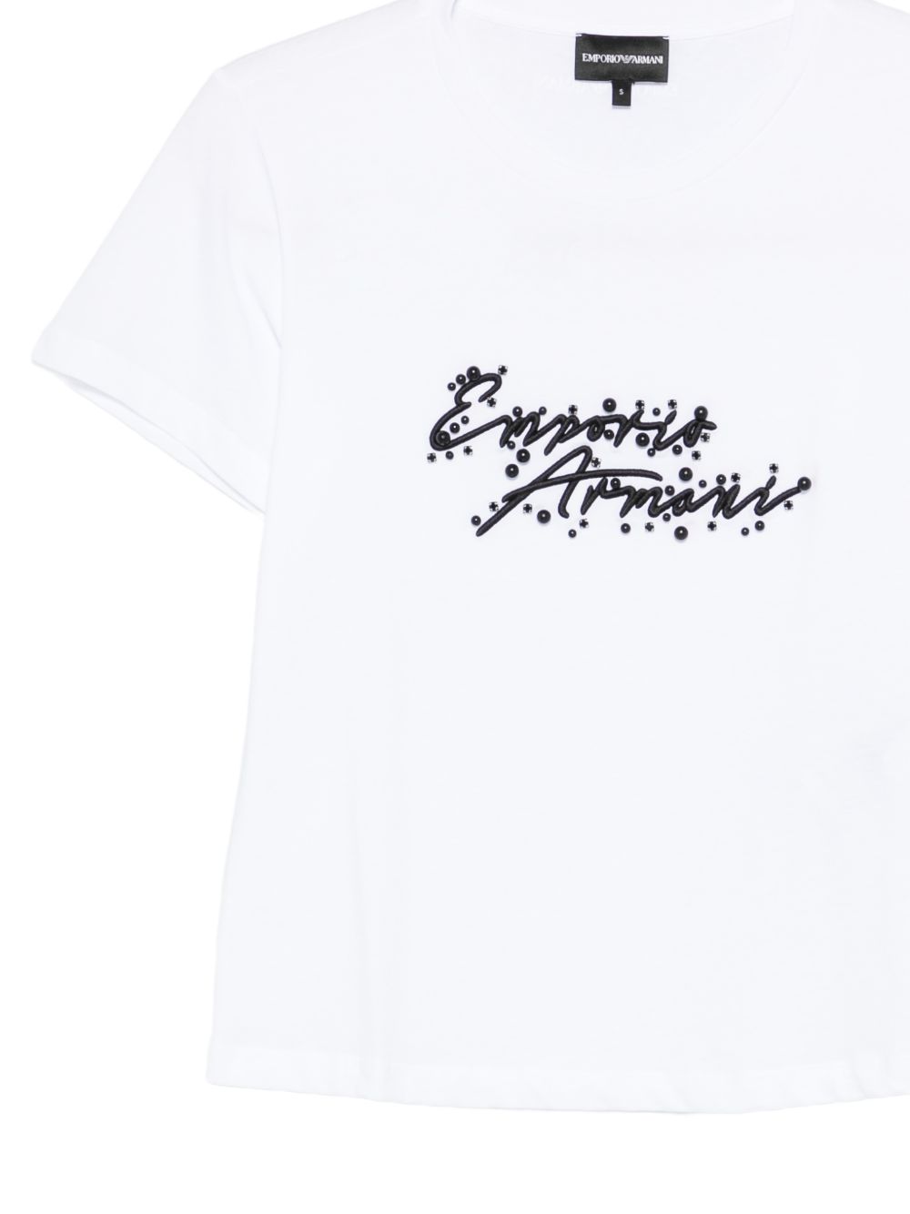 emporio armani logo cotton crewneck t-shirt white