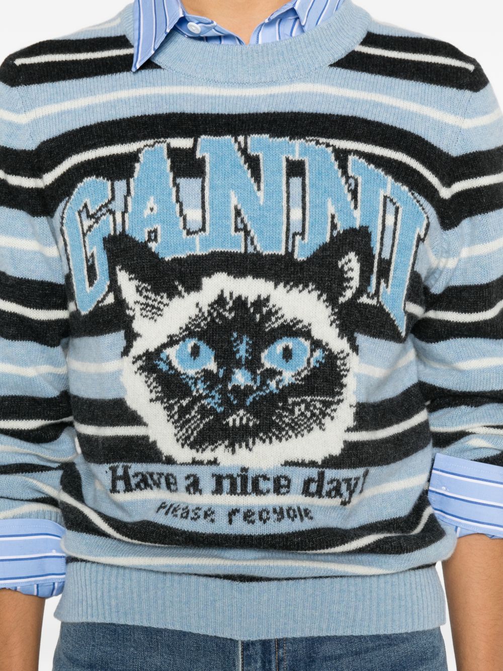 Ganni Wool crewneck sweater LIGHT BLUE