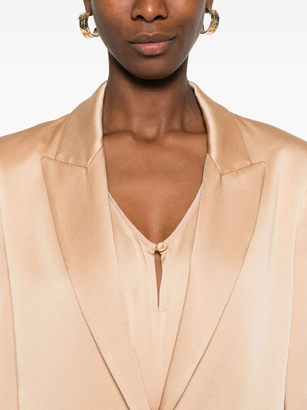 Forte Forte Single-Breasted Blazer Jacket Beige