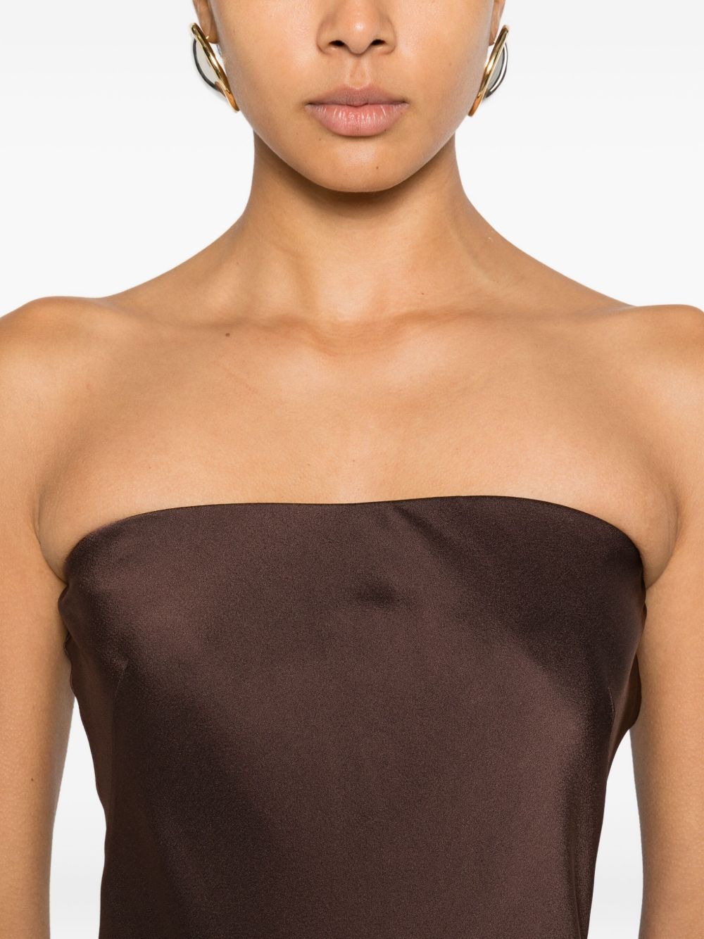 Forte Forte Strapless Straight Mini Dress Brown