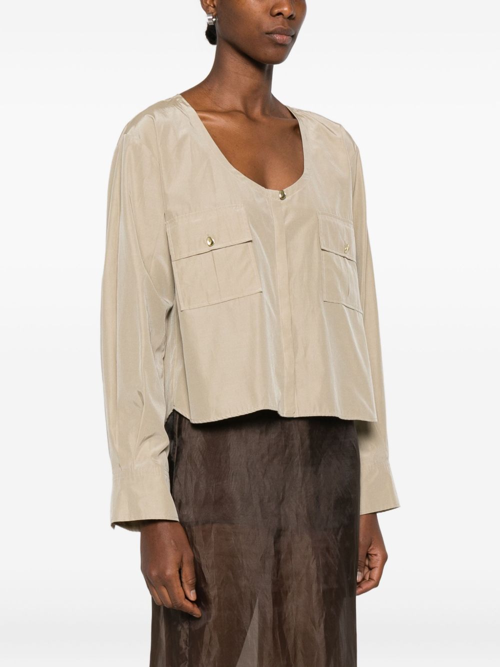 Forte Forte Buttoned Flap Pocket Shirt Beige