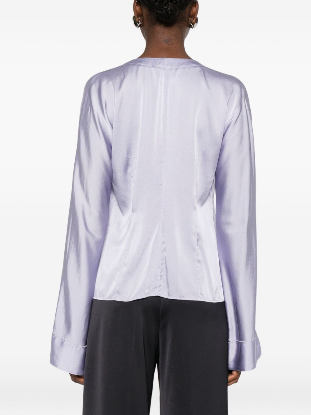 Forte Forte Silk Satin Tie Shirt Lilac lilac