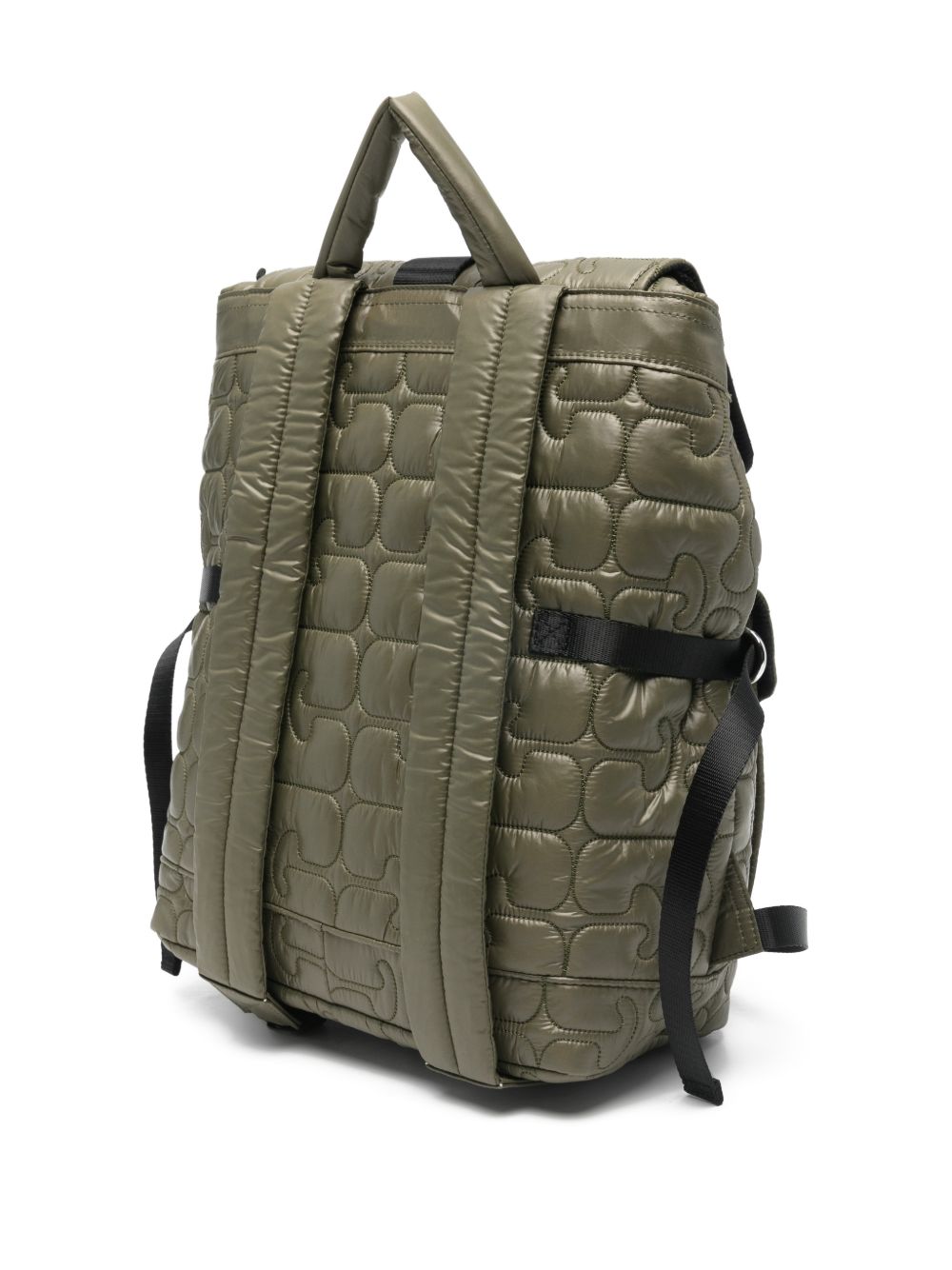 Ganni Quilted Flap-Pocket Backpack - Green
