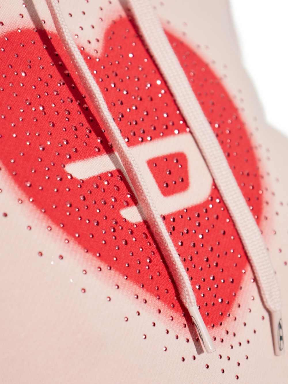 Diesel Heart Print Cotton Hoodie Powder