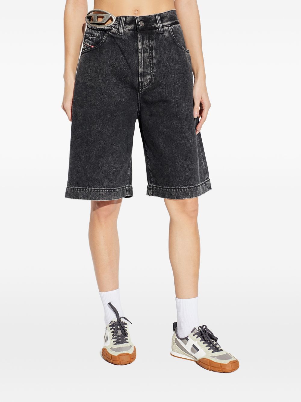 Diesel Faded Denim Bermuda Shorts Black black