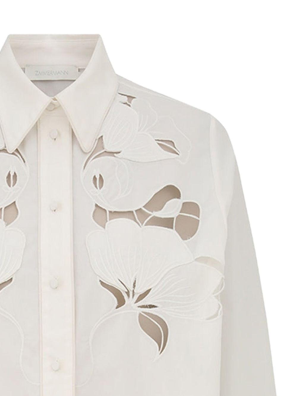 Zimmermann Floral Embroidered Cotton Shirt Ivory