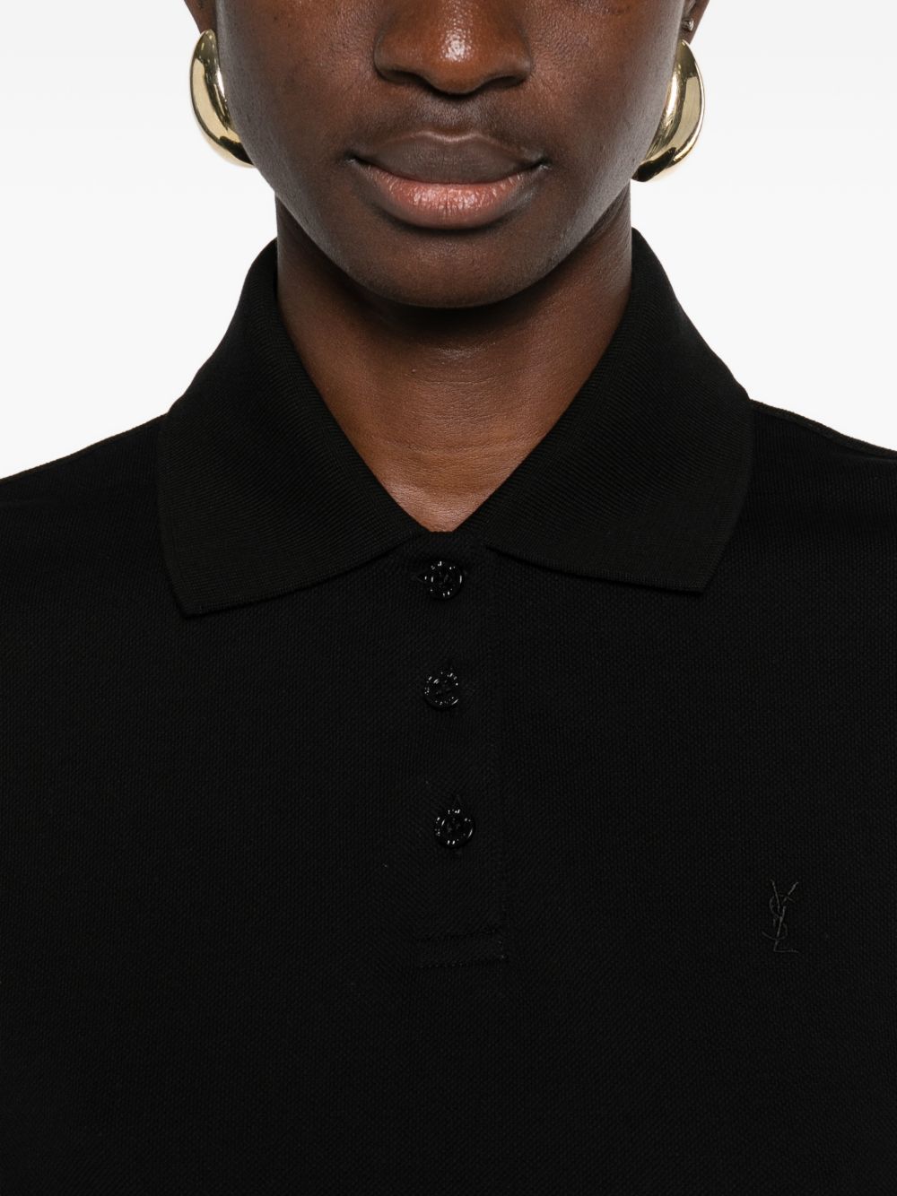 Saint Laurent Cotton Polo Mini Dress Black
