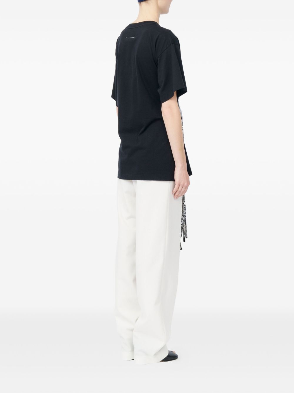 MM6 Maison Margiela Cotton Sequin Belted T-Shirt Black