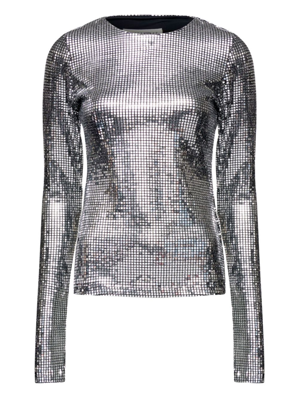 MM6 Maison Margiela Metallic Grid Crew Top Silver