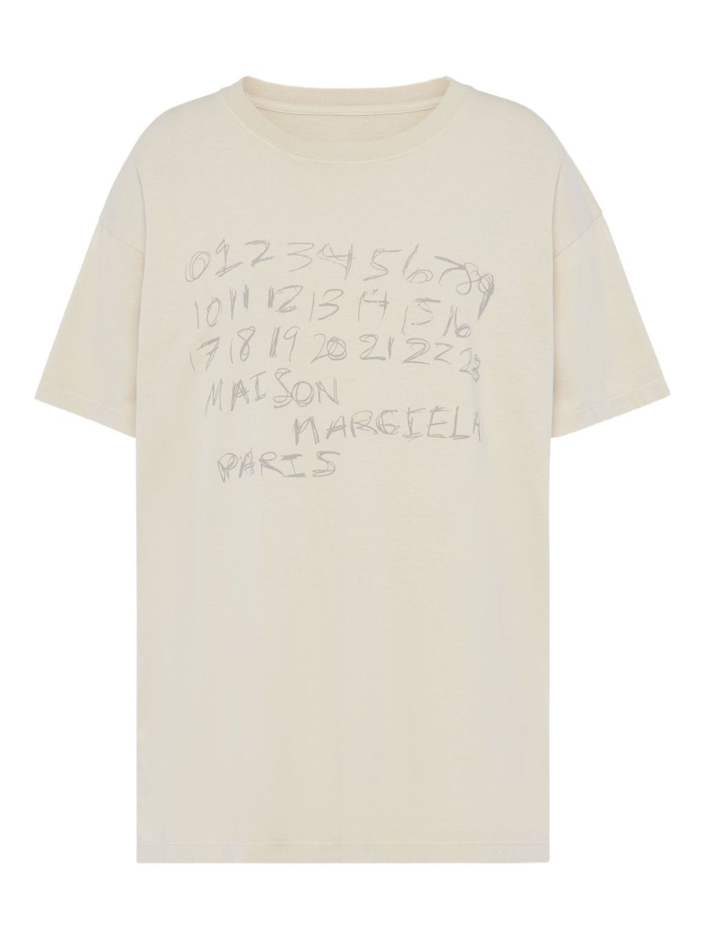Maison Margiela Signature Numbers Cotton T-shirt Beige