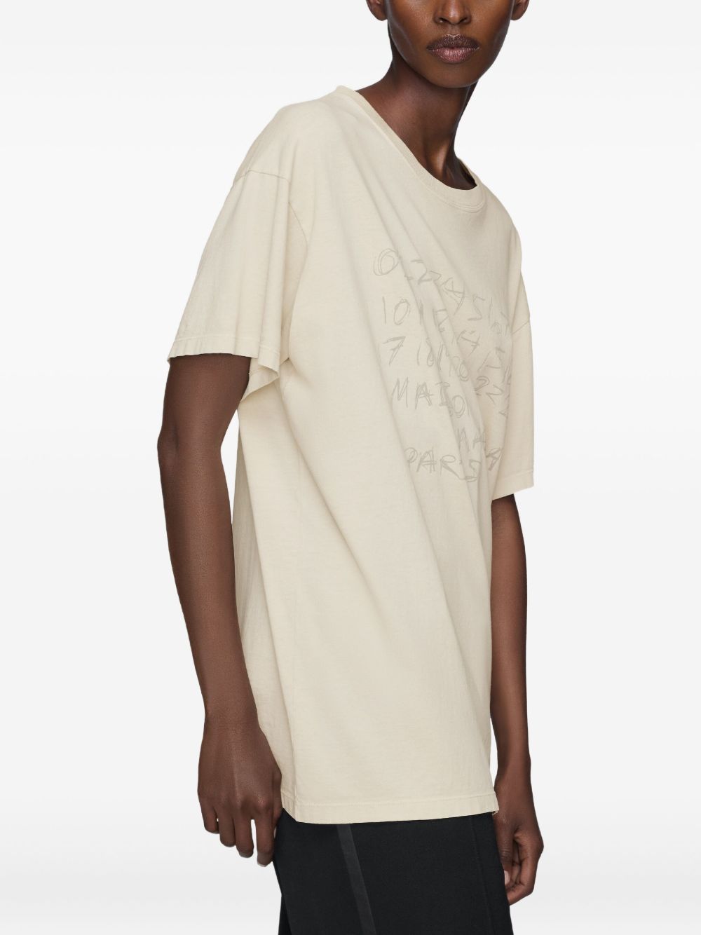 Maison Margiela Signature Numbers Cotton T-shirt Beige