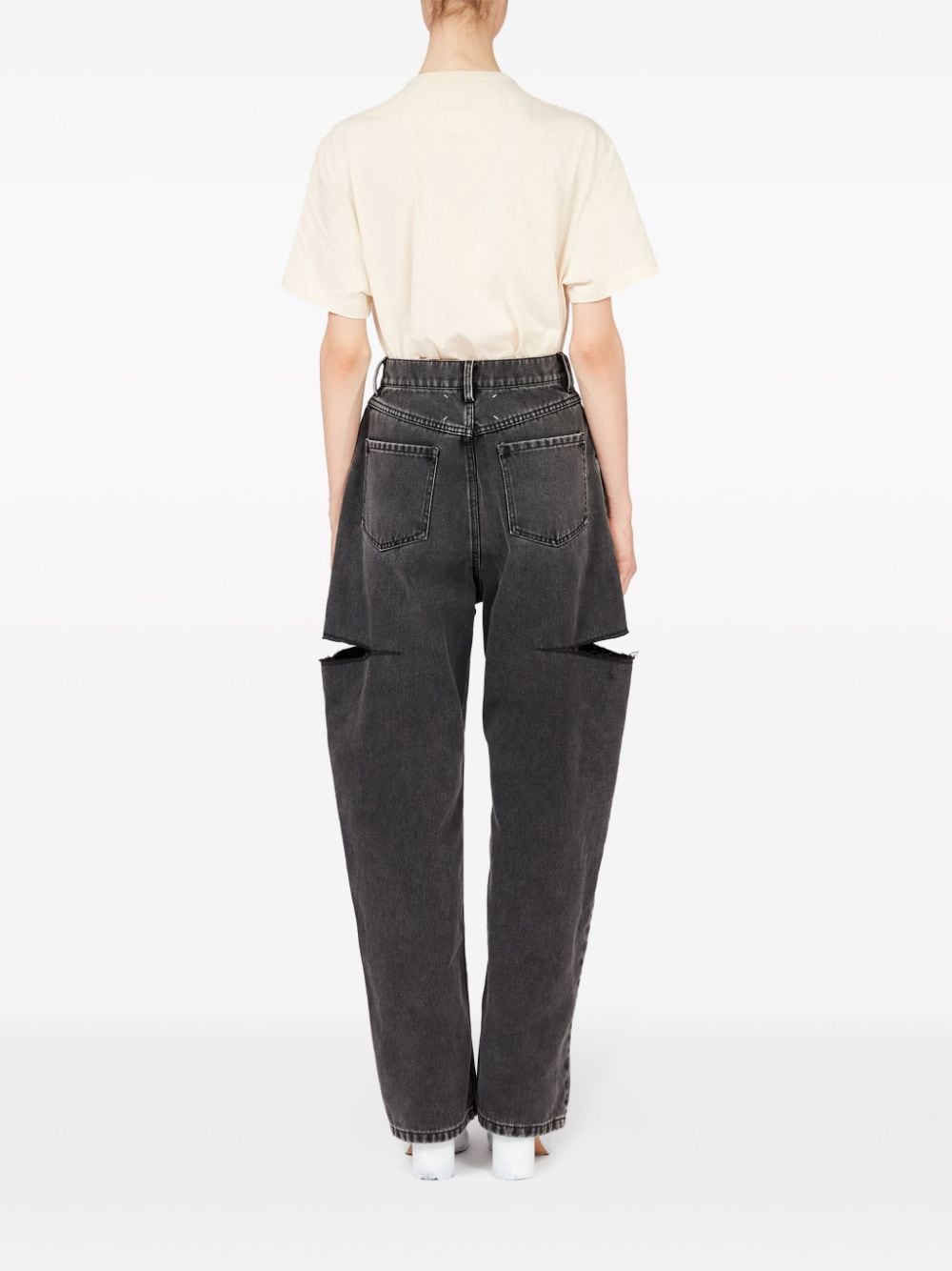 Maison Margiela Tapered Cut-Out Denim Jeans Grey