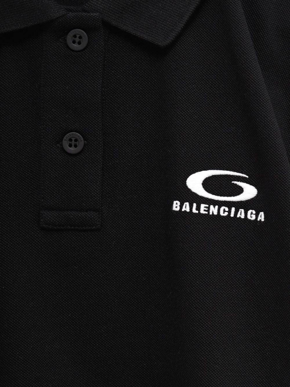 Balenciaga Cotton Button Polo Shirt Black black