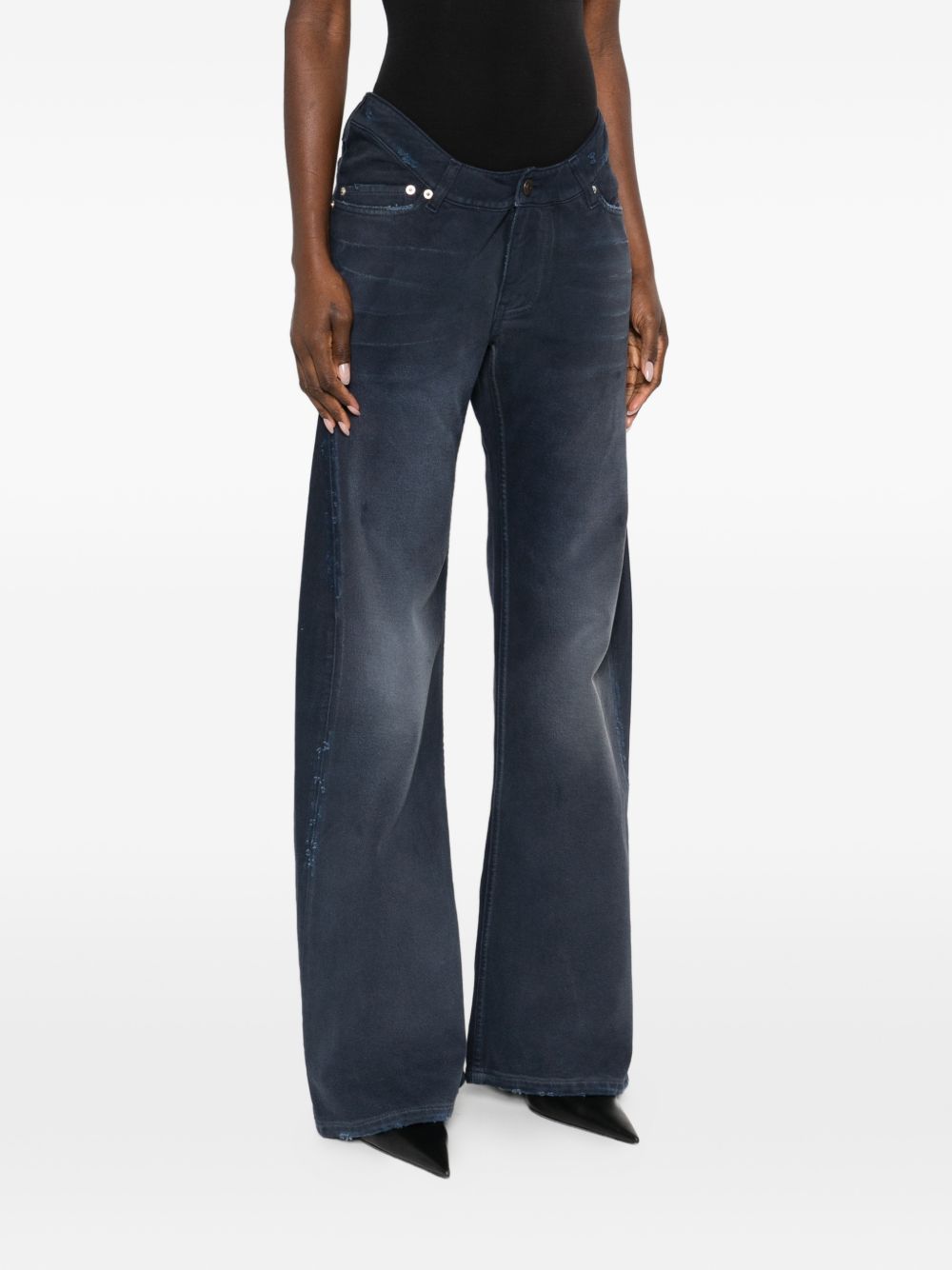 Balenciaga Regular Fit Frayed Jeans Blue