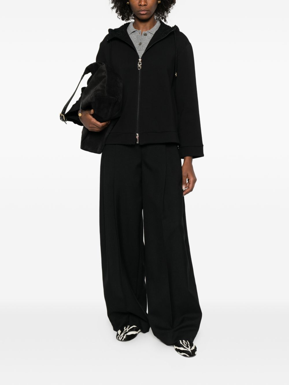 Emporio Armani Cotton Blouson Jacket Black