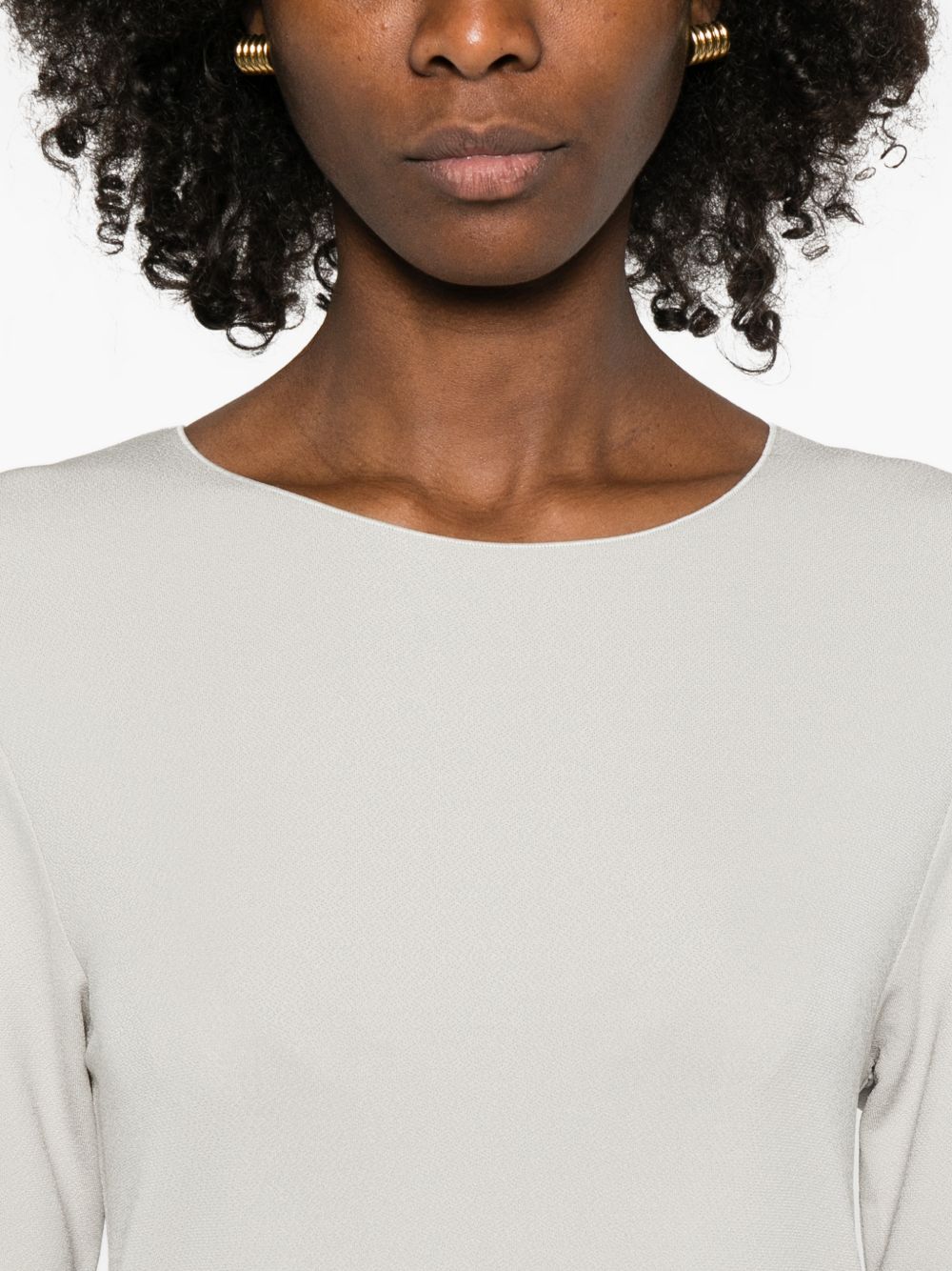 Emporio Armani Midi Viscose Dress Light Grey