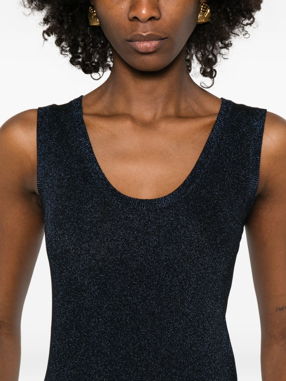 Fabiana Filippi Scoop Neck Viscose Tank Blue Blue