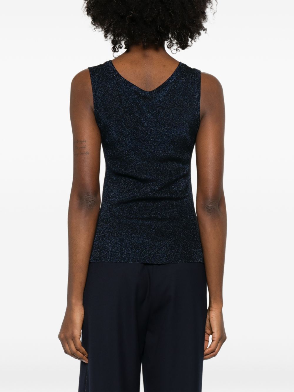 Fabiana Filippi Scoop Neck Viscose Tank Blue Blue