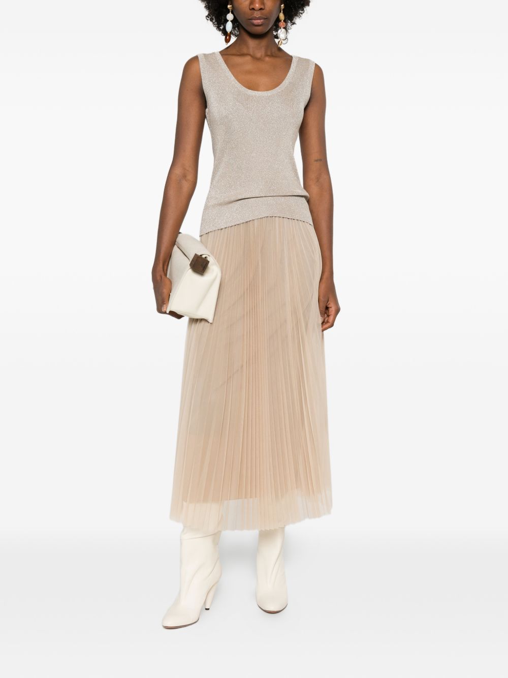 Fabiana Filippi Scoop Neck Ivory Tank Top Ivory