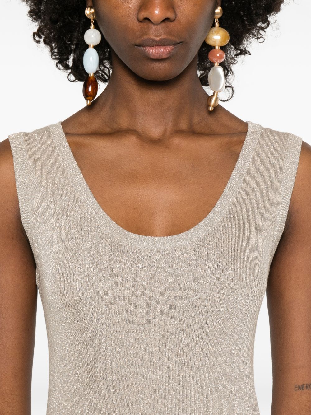 Fabiana Filippi Scoop Neck Ivory Tank Top Ivory