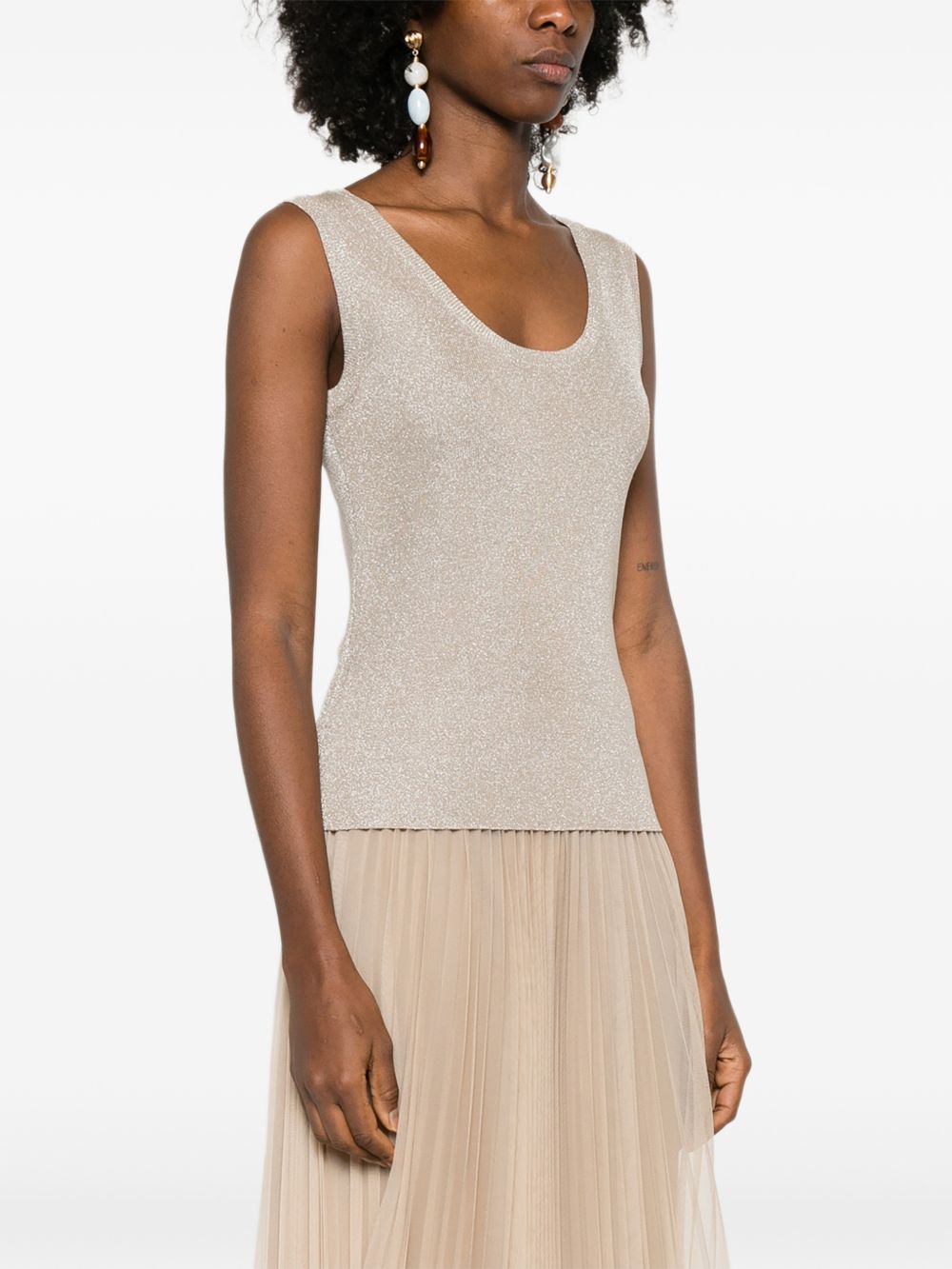 Fabiana Filippi Scoop Neck Ivory Tank Top Ivory