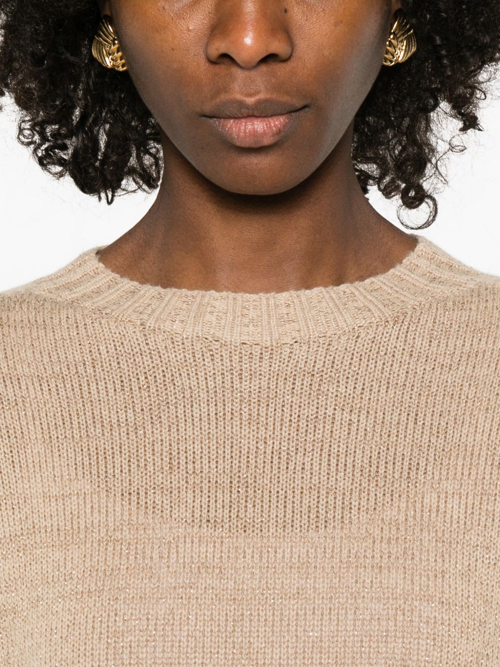 Fabiana Filippi Knitted Wool Blend Sweater Beige beige