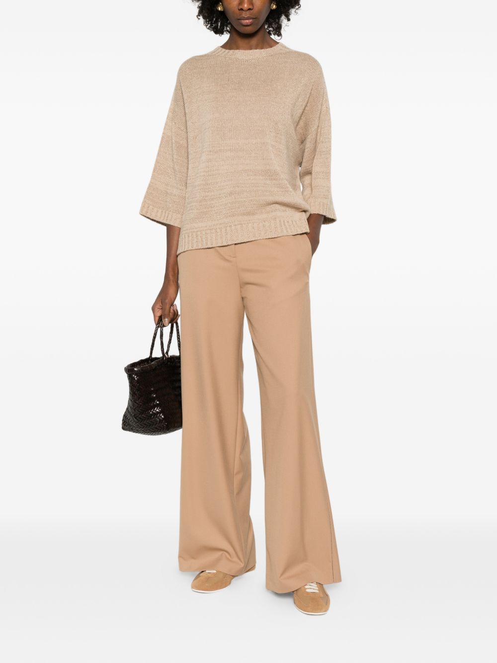 Fabiana Filippi Knitted Wool Blend Sweater Beige beige