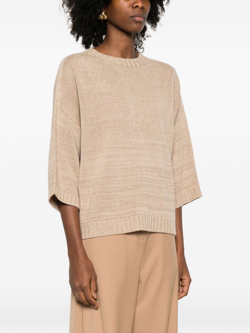 Fabiana Filippi Knitted Wool Blend Sweater Beige beige