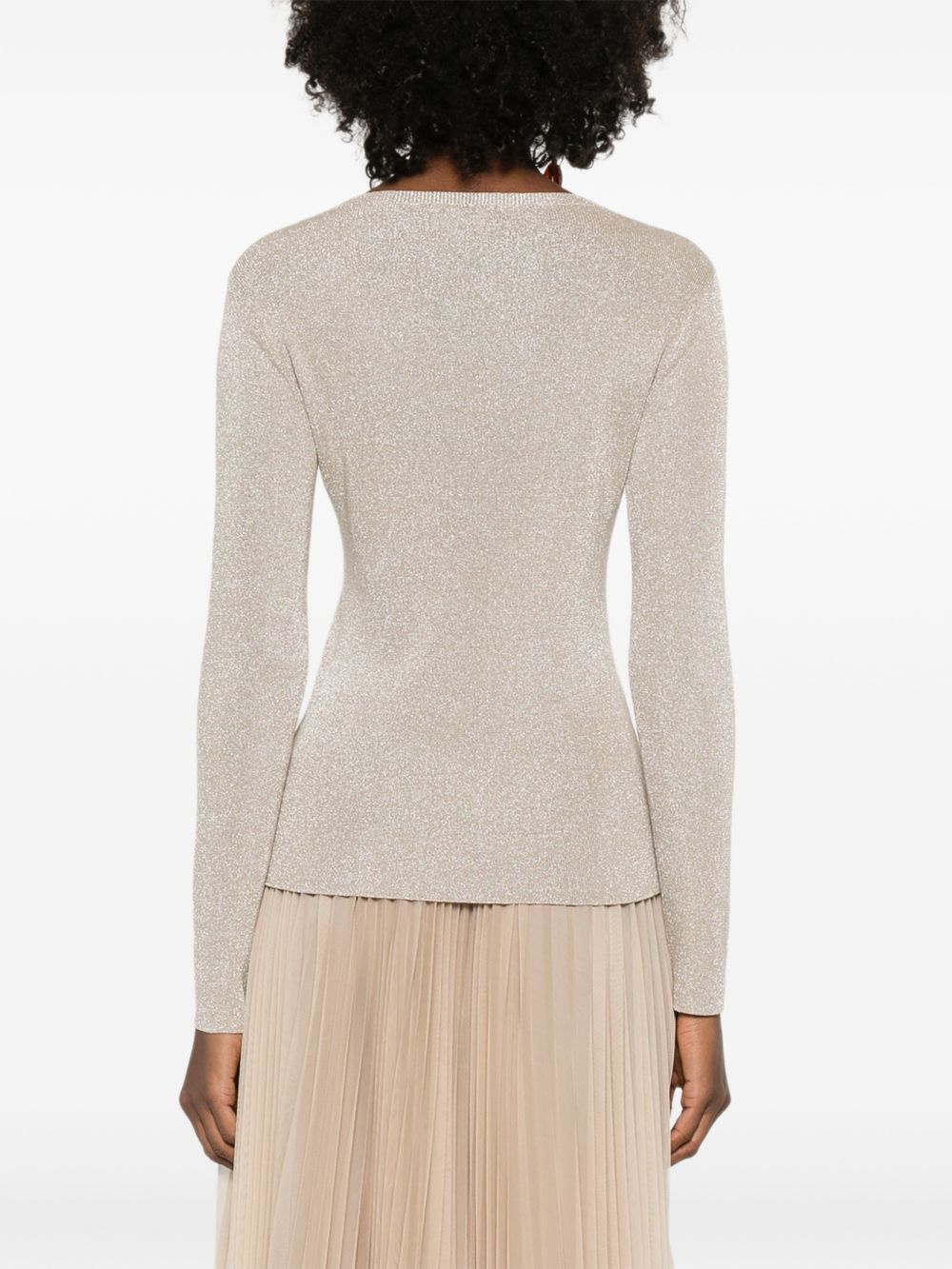 Fabiana Filippi Crewneck Fine Ribbed Sweater Ivory ivory