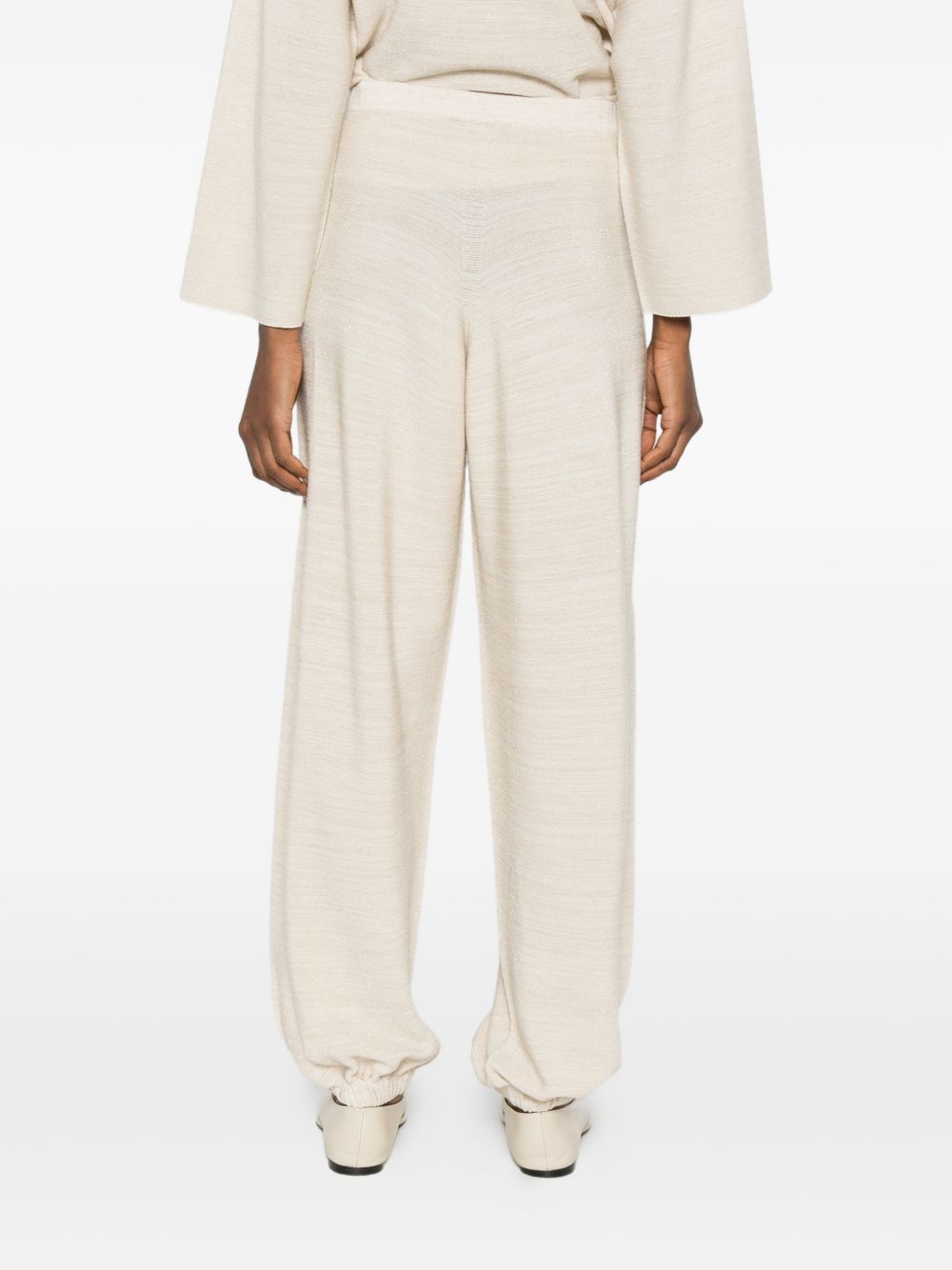 Fabiana Filippi Elasticated Wool-Cotton Trousers Ivory ivory