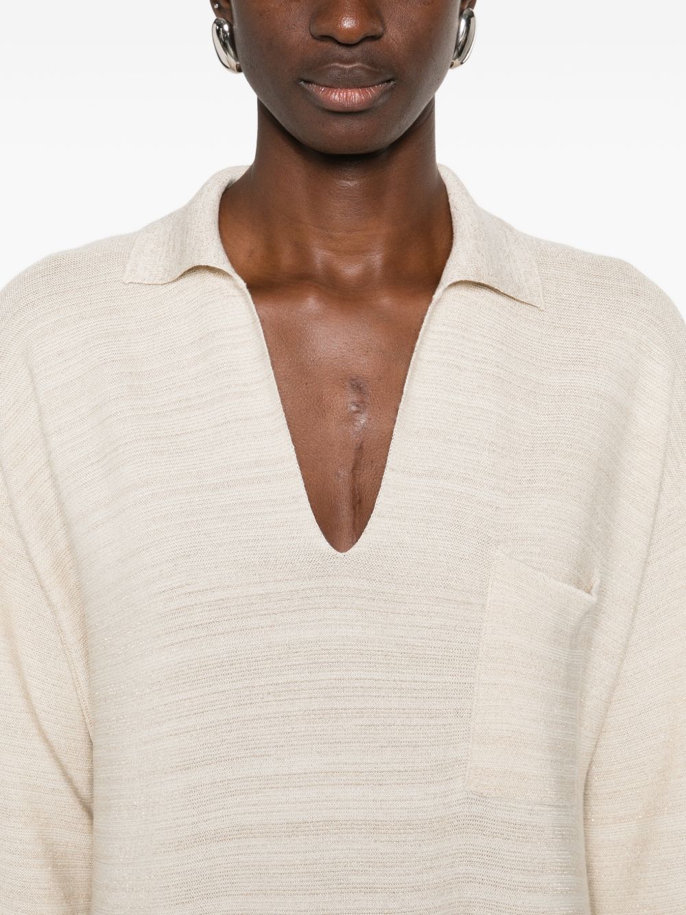 Fabiana Filippi V-Neck Wool Shirtdress Ivory ivory