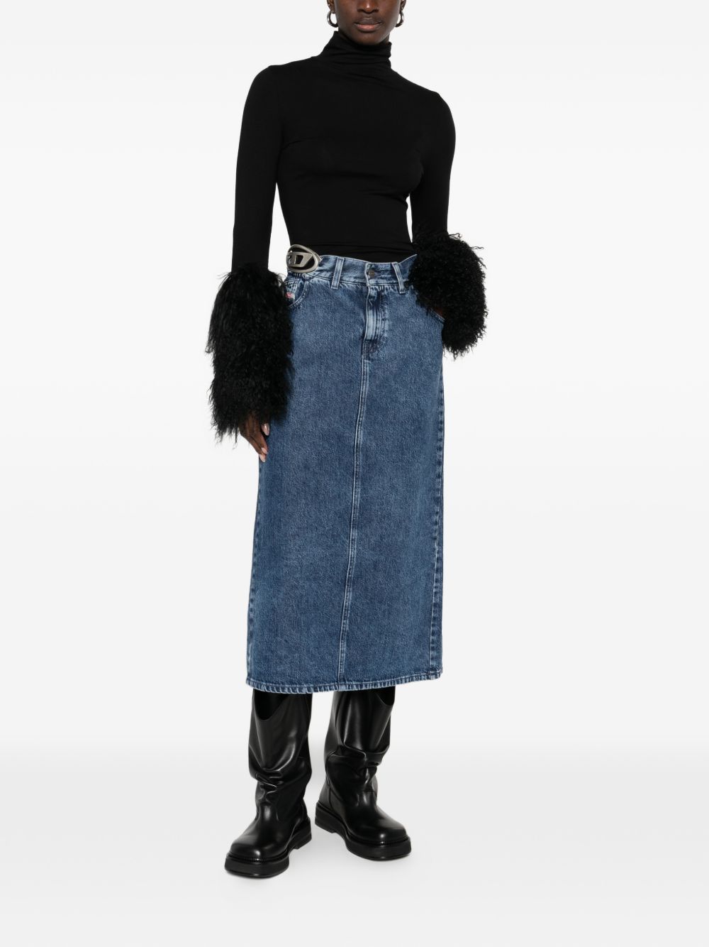 Diesel Midi Denim Skirt Blue