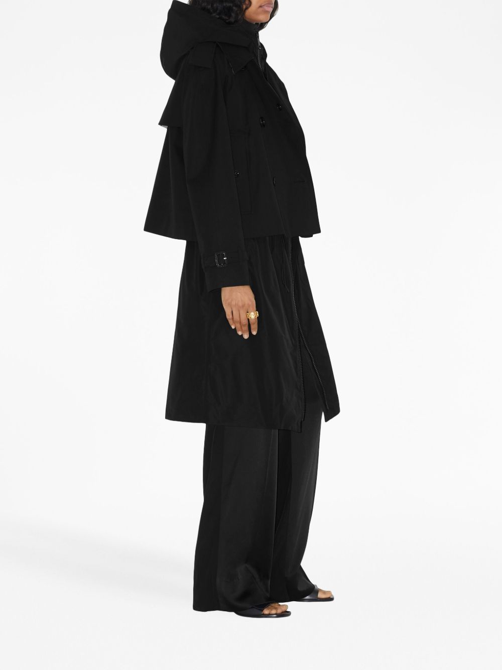 Burberry Cropped Cotton Trench Coat Black black