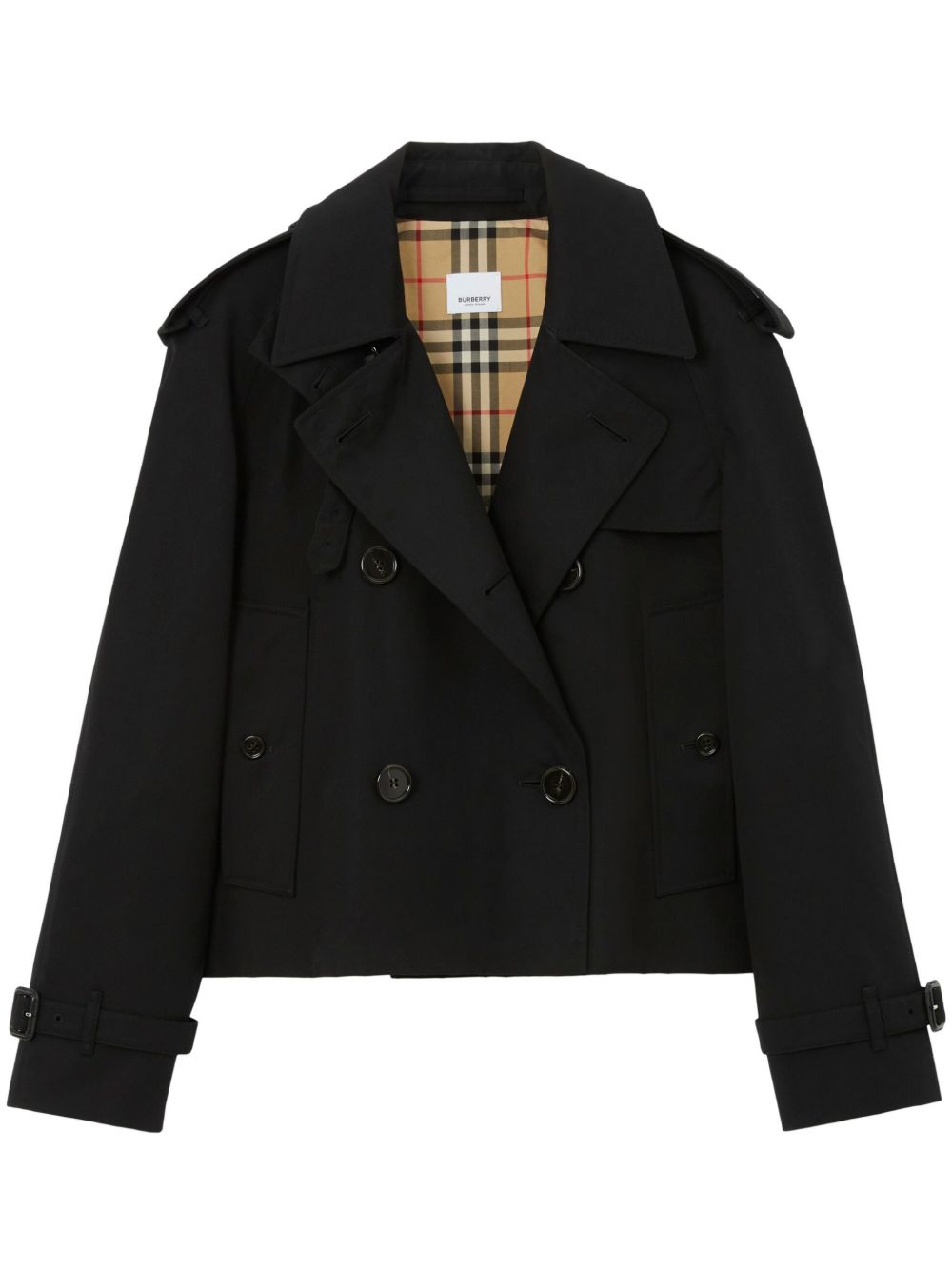 Burberry Cropped Cotton Trench Coat Black black