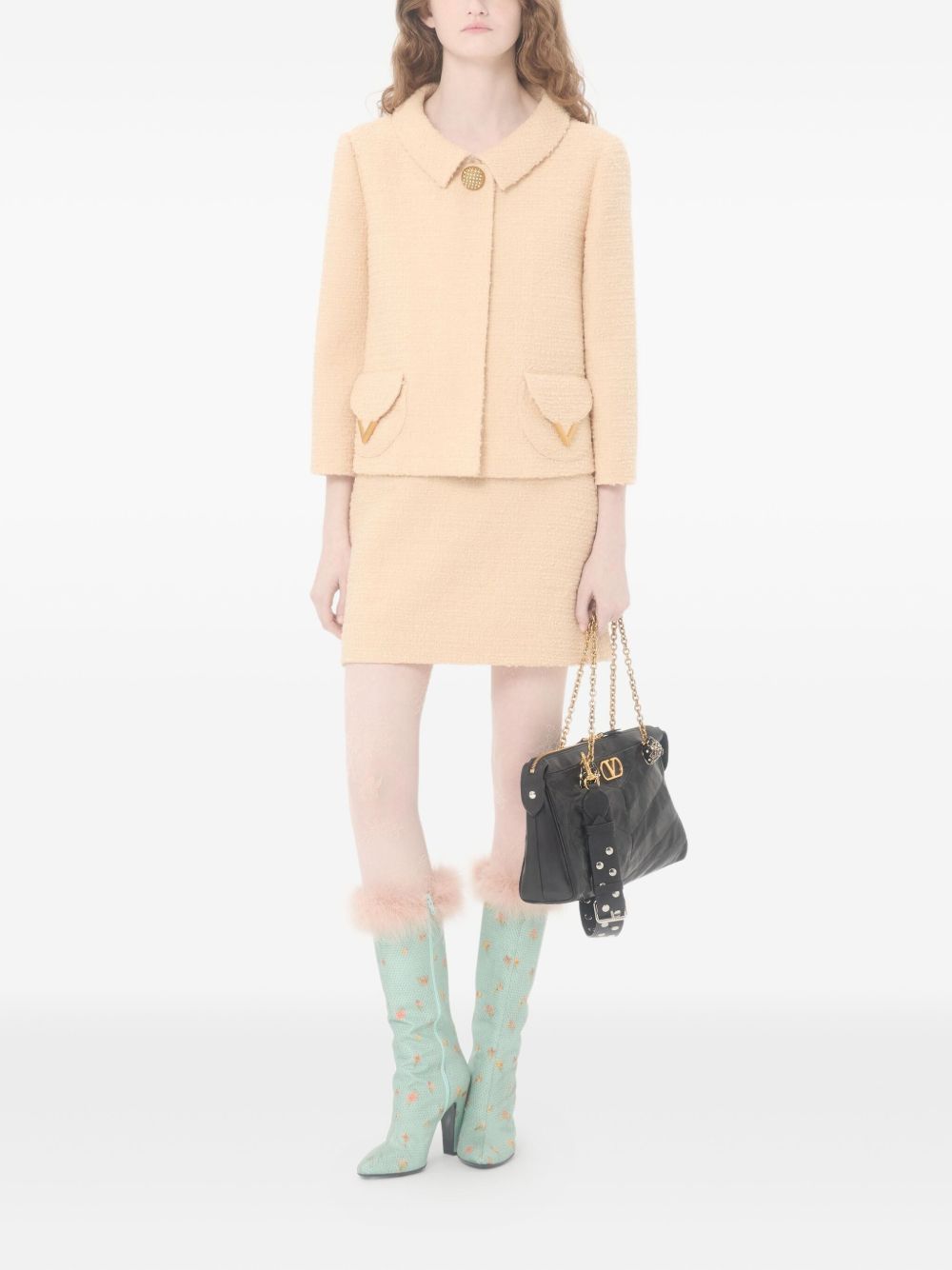 Valentino VLogo Signature Wool Skirt Beige beige