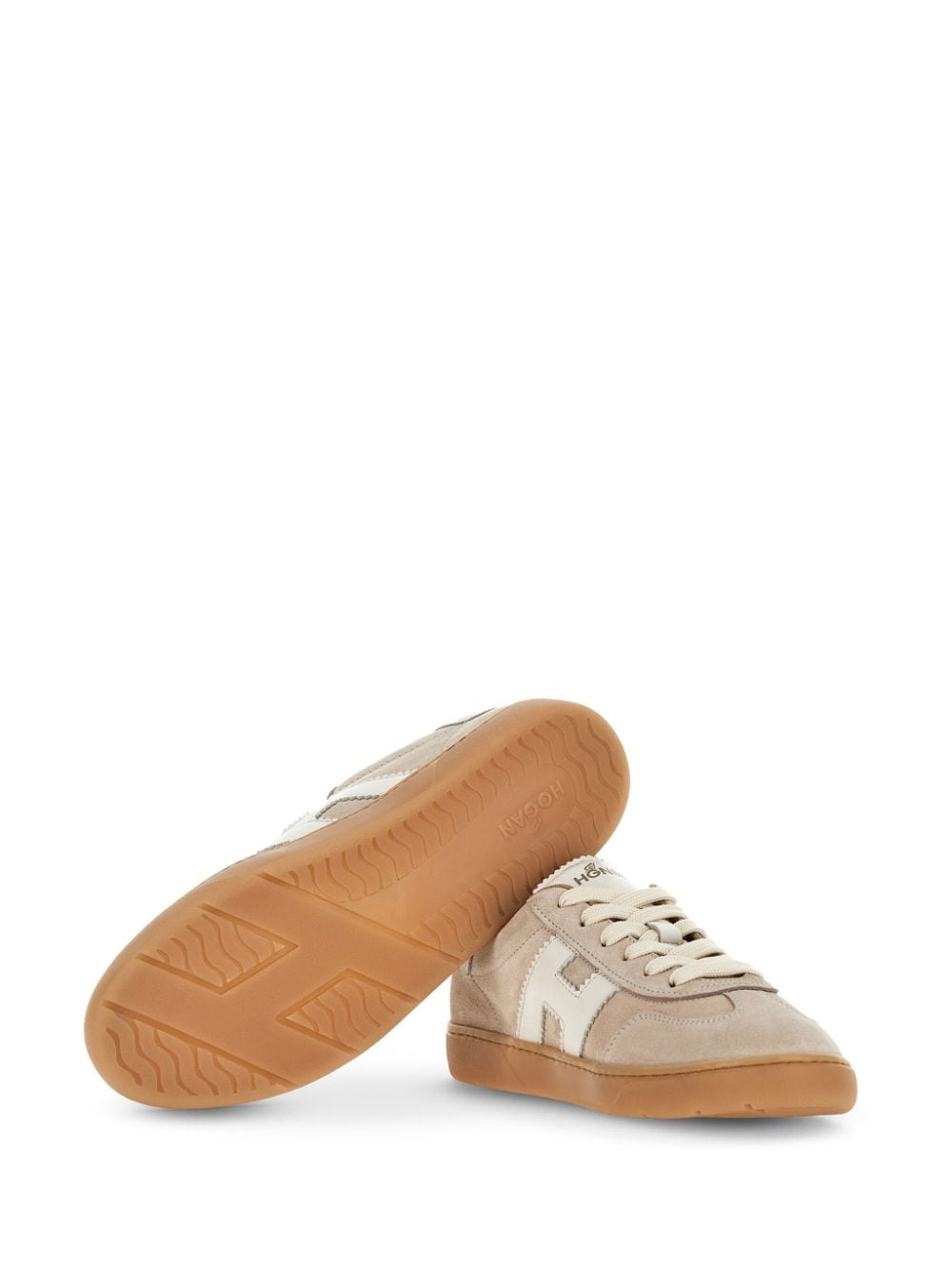 Hogan Cool Leather Silk Sneakers Beige