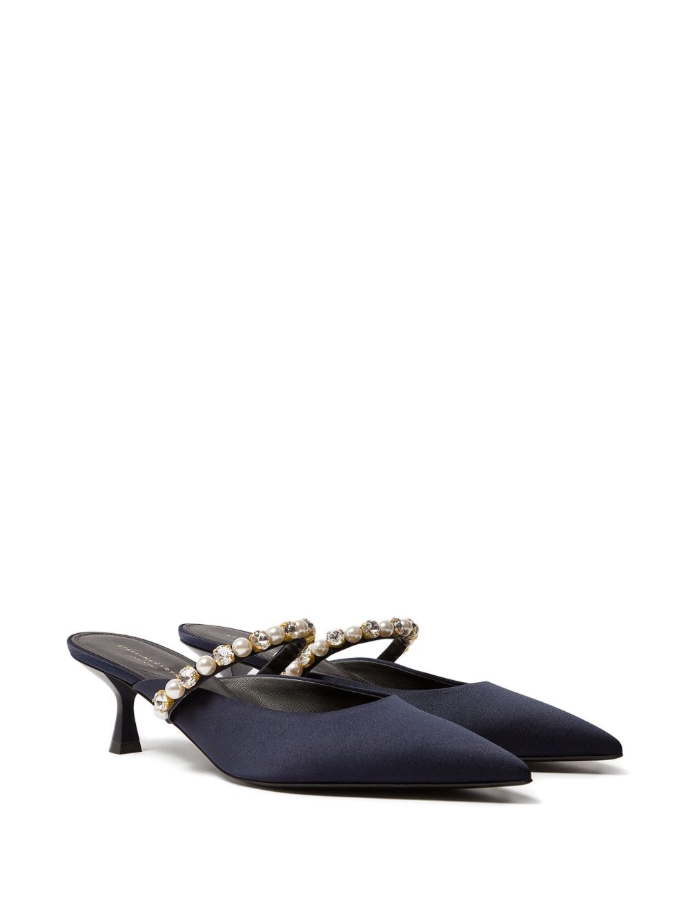 Stella McCartney Elsa Pearl Crystal Mules Blue