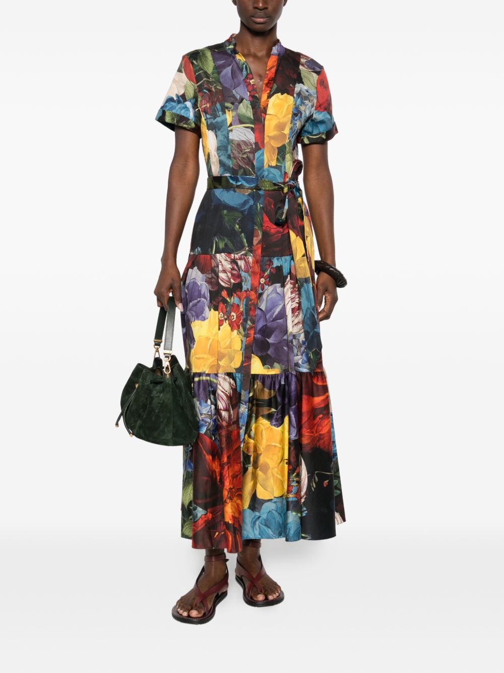 Alice + Olivia Floral Print Midi Dress MultiColour