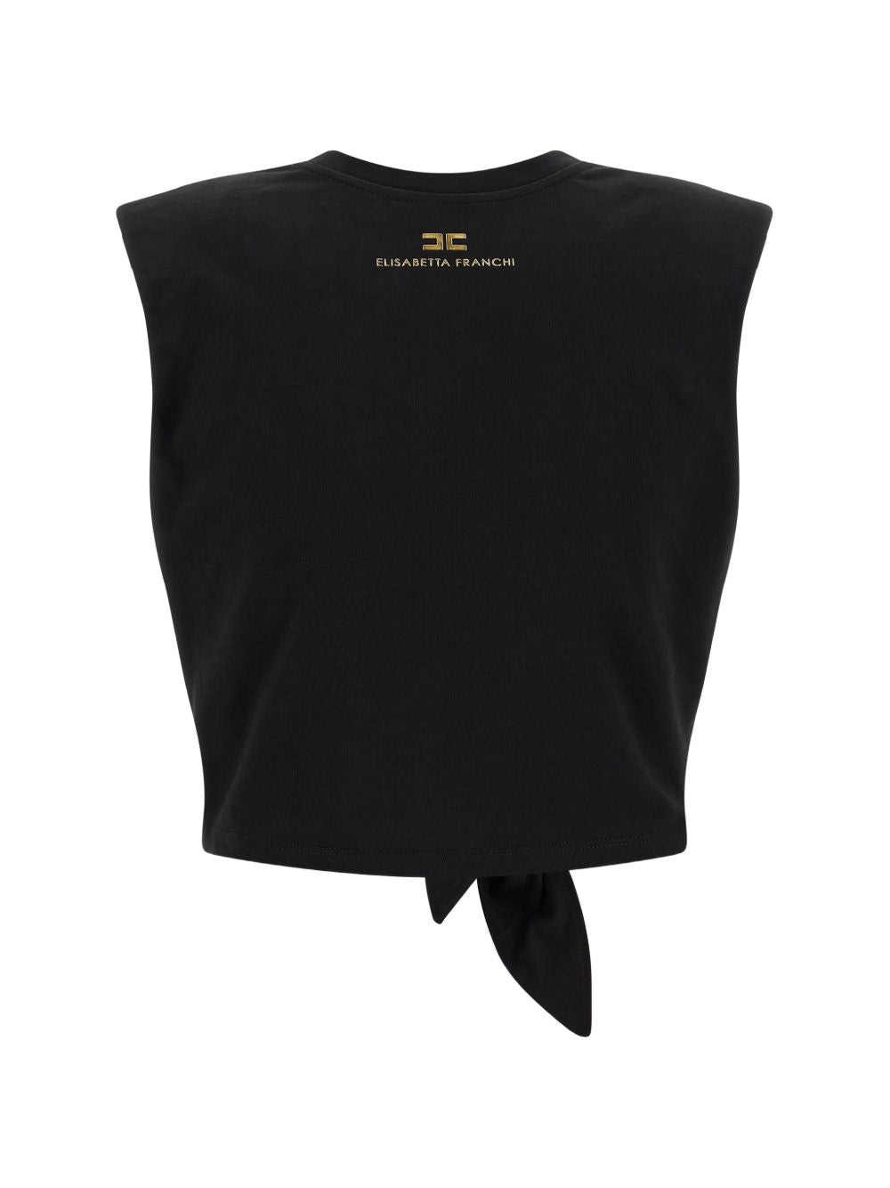 Elisabetta Franchi Sleeveless Knot Cropped Top Black