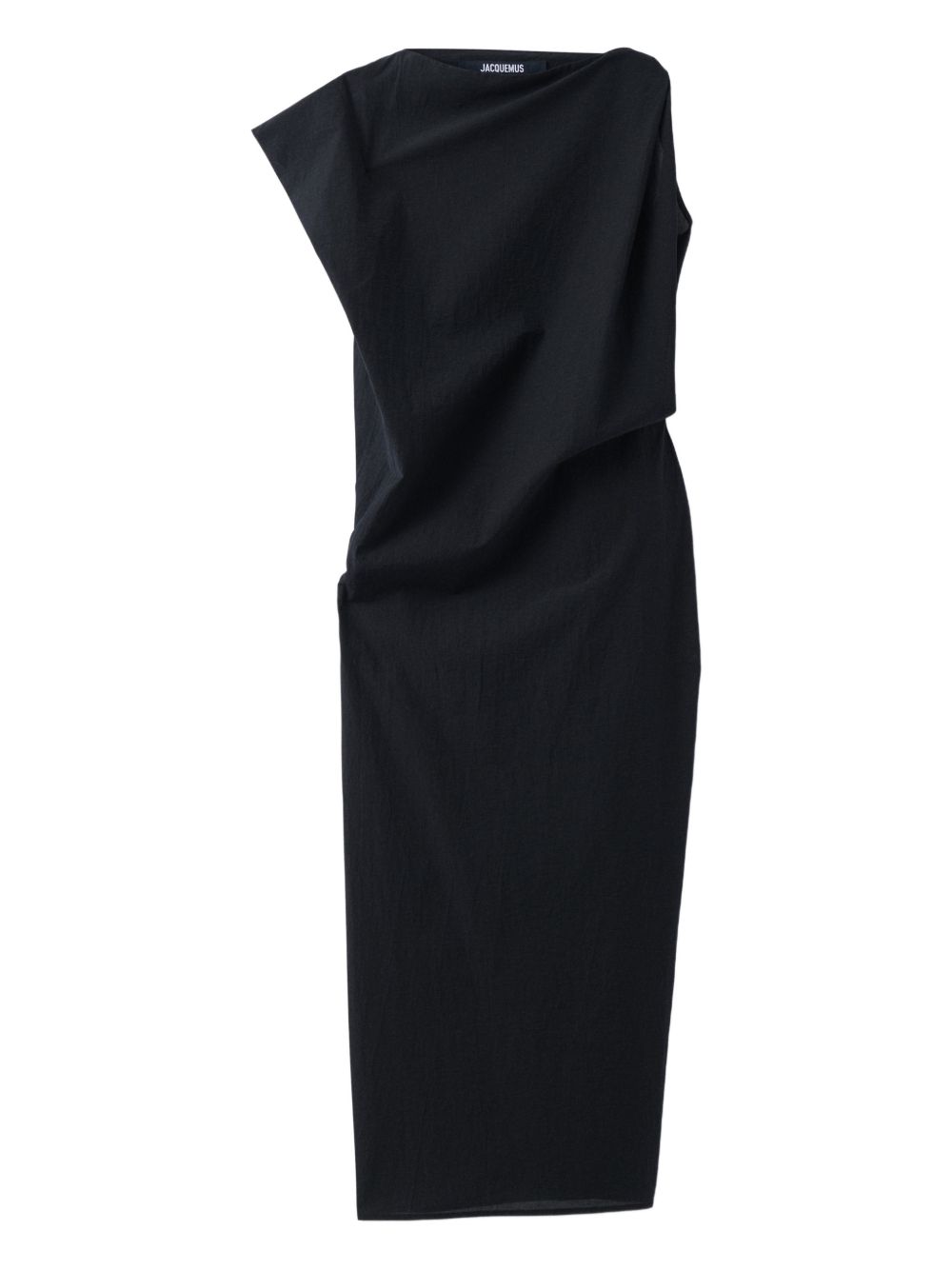 JACQUEMUS Draped Midi Sleeveless Dress Black