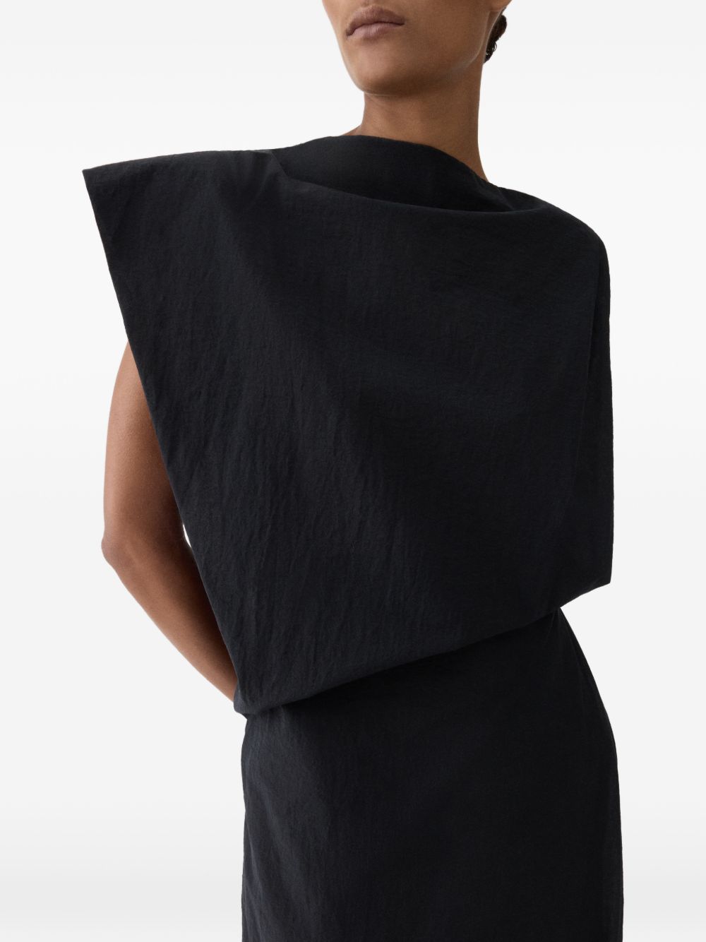 JACQUEMUS Draped Midi Sleeveless Dress Black